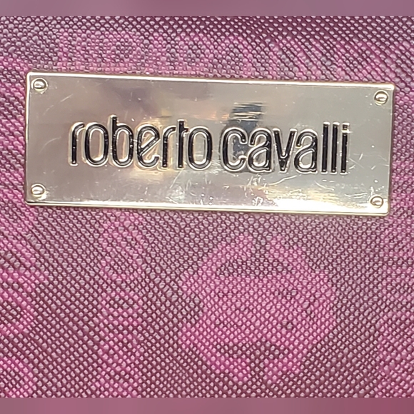NWT Roberto Cavalli 8"x9"Cosmetic Bag Designer Case In Burgundy - Picture 2 of 13